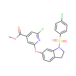 COC(=O)c1cc(Cl)nc(Oc2ccc3c(c2)N(S(=O)(=O)c2ccc(Cl)cc2)CC3)c1 ZINC000103263451