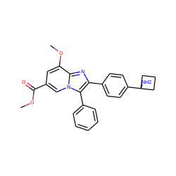 COC(=O)c1cc(OC)c2nc(-c3ccc(C4(N)CCC4)cc3)c(-c3ccccc3)n2c1 ZINC000113656490