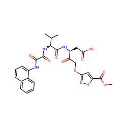 COC(=O)c1cc(OCC(=O)[C@H](CC(=O)O)NC(=O)[C@@H](NC(=O)C(=O)Nc2cccc3ccccc23)C(C)C)no1 ZINC000026649320