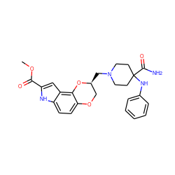 COC(=O)c1cc2c3c(ccc2[nH]1)OC[C@H](CN1CCC(Nc2ccccc2)(C(N)=O)CC1)O3 ZINC000013726433