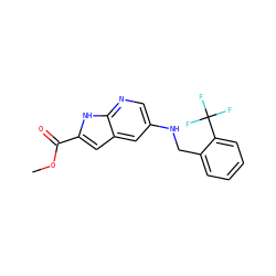 COC(=O)c1cc2cc(NCc3ccccc3C(F)(F)F)cnc2[nH]1 ZINC000148962290