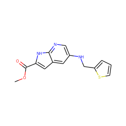 COC(=O)c1cc2cc(NCc3cccs3)cnc2[nH]1 ZINC000205524739