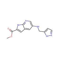 COC(=O)c1cc2cc(NCc3ccn[nH]3)cnc2[nH]1 ZINC000205524779