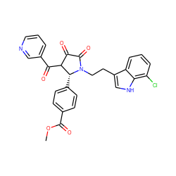 COC(=O)c1ccc([C@@H]2C(C(=O)c3cccnc3)C(=O)C(=O)N2CCc2c[nH]c3c(Cl)cccc23)cc1 ZINC000169313179