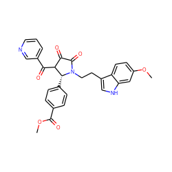 COC(=O)c1ccc([C@@H]2C(C(=O)c3cccnc3)C(=O)C(=O)N2CCc2c[nH]c3cc(OC)ccc23)cc1 ZINC000169313175