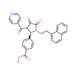 COC(=O)c1ccc([C@H]2C(C(=O)c3ccncc3)C(=O)C(=O)N2CCc2cccc3ccccc23)cc1 ZINC000143573855