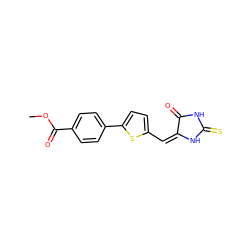 COC(=O)c1ccc(-c2ccc(/C=C3/NC(=S)NC3=O)s2)cc1 ZINC000103224340