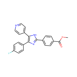 COC(=O)c1ccc(-c2nc(-c3ccc(F)cc3)c(-c3ccncc3)[nH]2)cc1 ZINC000008536350