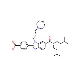 COC(=O)c1ccc(-c2nc3ccc(C(=O)N(CCC(C)C)CCC(C)C)cc3n2CCCN2CCCCC2)cc1 ZINC000028823432