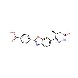 COC(=O)c1ccc(-c2nc3ccc(C4=NNC(=O)C[C@@H]4C)cc3o2)cc1 ZINC000139371390