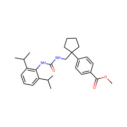 COC(=O)c1ccc(C2(CNC(=O)Nc3c(C(C)C)cccc3C(C)C)CCCC2)cc1 ZINC000013736844