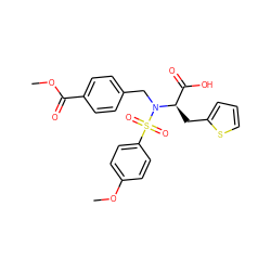 COC(=O)c1ccc(CN([C@H](Cc2cccs2)C(=O)O)S(=O)(=O)c2ccc(OC)cc2)cc1 ZINC000013440873