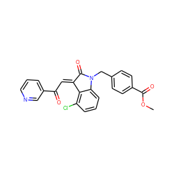 COC(=O)c1ccc(CN2C(=O)/C(=C/C(=O)c3cccnc3)c3c(Cl)cccc32)cc1 ZINC000101412737