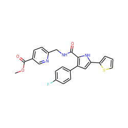 COC(=O)c1ccc(CNC(=O)c2[nH]c(-c3cccs3)cc2-c2ccc(F)cc2)nc1 ZINC000116536101