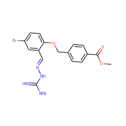 COC(=O)c1ccc(COc2ccc(Br)cc2/C=N/NC(=N)N)cc1 ZINC000028888601