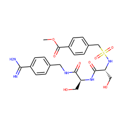 COC(=O)c1ccc(CS(=O)(=O)N[C@H](CO)C(=O)N[C@@H](CO)C(=O)NCc2ccc(C(=N)N)cc2)cc1 ZINC000096168439