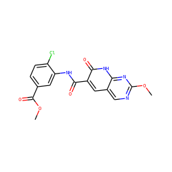 COC(=O)c1ccc(Cl)c(NC(=O)c2cc3cnc(OC)nc3[nH]c2=O)c1 ZINC000095921342