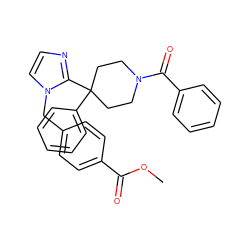 COC(=O)c1ccc(Cn2ccnc2C2(c3ccccc3)CCN(C(=O)c3ccccc3)CC2)cc1 ZINC000028822950