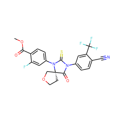 COC(=O)c1ccc(N2C(=S)N(c3ccc(C#N)c(C(F)(F)F)c3)C(=O)[C@]23CCOC3)cc1F ZINC000473086652