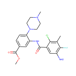 COC(=O)c1ccc(N2CCN(C)CC2)c(NC(=O)c2cc(N)c(F)c(C)c2Cl)c1 ZINC001772630395