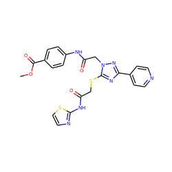 COC(=O)c1ccc(NC(=O)Cn2nc(-c3ccncc3)nc2SCC(=O)Nc2nccs2)cc1 ZINC000006879051