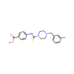 COC(=O)c1ccc(NC(=S)N2CCN(Cc3cccc(C)c3)CC2)cc1 ZINC000020098133