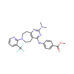 COC(=O)c1ccc(Nc2nc(N(C)C)nc3c2CCN(c2ncccc2C(F)(F)F)CC3)cc1 ZINC000144873136