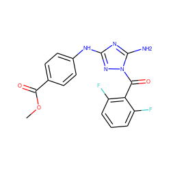 COC(=O)c1ccc(Nc2nc(N)n(C(=O)c3c(F)cccc3F)n2)cc1 ZINC000064559158