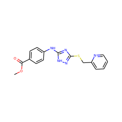 COC(=O)c1ccc(Nc2nc(SCc3ccccn3)n[nH]2)cc1 ZINC000014964287