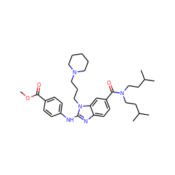 COC(=O)c1ccc(Nc2nc3ccc(C(=O)N(CCC(C)C)CCC(C)C)cc3n2CCCN2CCCCC2)cc1 ZINC000028823413