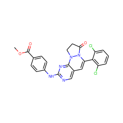 COC(=O)c1ccc(Nc2ncc3c(n2)N2CCC(=O)N2C(c2c(Cl)cccc2Cl)=C3)cc1 ZINC000036187651