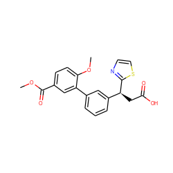 COC(=O)c1ccc(OC)c(-c2cccc([C@H](CC(=O)O)c3nccs3)c2)c1 ZINC001772643836