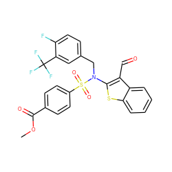 COC(=O)c1ccc(S(=O)(=O)N(Cc2ccc(F)c(C(F)(F)F)c2)c2sc3ccccc3c2C=O)cc1 ZINC000115229005