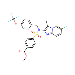 COC(=O)c1ccc(S(=O)(=O)N(Cc2ccc(OC(F)(F)F)cc2)c2nc3ccc(F)cn3c2C)cc1 ZINC000147692836