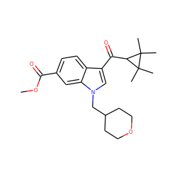 COC(=O)c1ccc2c(C(=O)C3C(C)(C)C3(C)C)cn(CC3CCOCC3)c2c1 ZINC000014975879