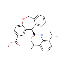 COC(=O)c1ccc2c(c1)[C@H](C(=O)Nc1c(C(C)C)cccc1C(C)C)c1ccccc1CO2 ZINC000013735248