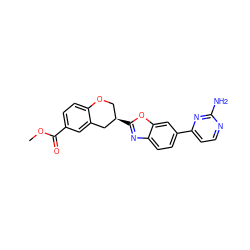 COC(=O)c1ccc2c(c1)C[C@H](c1nc3ccc(-c4ccnc(N)n4)cc3o1)CO2 ZINC000040873669