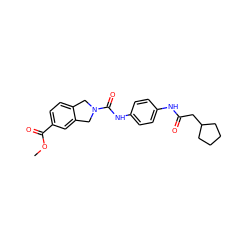 COC(=O)c1ccc2c(c1)CN(C(=O)Nc1ccc(NC(=O)CC3CCCC3)cc1)C2 ZINC000166375081