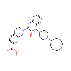 COC(=O)c1ccc2c(c1)CN(c1nc3ccccc3n(C3CCN(C4CCCCCCC4)CC3)c1=O)CC2 ZINC000114764980