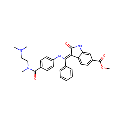 COC(=O)c1ccc2c(c1)NC(=O)/C2=C(\Nc1ccc(C(=O)N(C)CCN(C)C)cc1)c1ccccc1 ZINC000034313819