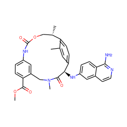 COC(=O)c1ccc2cc1CN(C)C(=O)[C@H](Nc1ccc3c(N)nccc3c1)c1ccc(c(C)c1)[C@@H](C)COC(=O)N2 ZINC001772625868