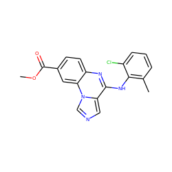 COC(=O)c1ccc2nc(Nc3c(C)cccc3Cl)c3cncn3c2c1 ZINC000013860308