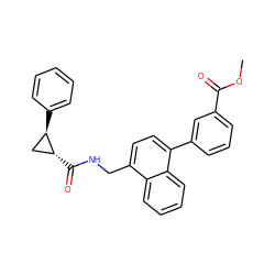 COC(=O)c1cccc(-c2ccc(CNC(=O)[C@@H]3C[C@H]3c3ccccc3)c3ccccc23)c1 ZINC000653762355