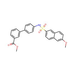 COC(=O)c1cccc(-c2ccc(NS(=O)(=O)c3ccc4cc(OC)ccc4c3)cc2)c1 ZINC000073197858