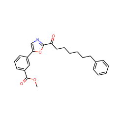 COC(=O)c1cccc(-c2cnc(C(=O)CCCCCCc3ccccc3)o2)c1 ZINC000035259922