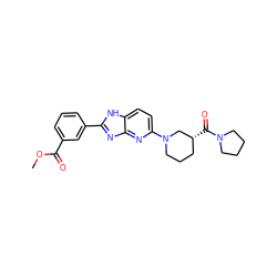 COC(=O)c1cccc(-c2nc3nc(N4CCC[C@@H](C(=O)N5CCCC5)C4)ccc3[nH]2)c1 ZINC000221403432