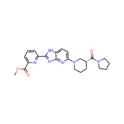 COC(=O)c1cccc(-c2nc3nc(N4CCC[C@@H](C(=O)N5CCCC5)C4)ccc3[nH]2)n1 ZINC000221403362