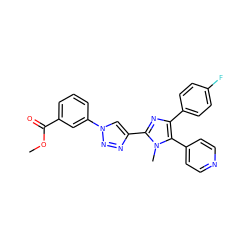 COC(=O)c1cccc(-n2cc(-c3nc(-c4ccc(F)cc4)c(-c4ccncc4)n3C)nn2)c1 ZINC000103258534