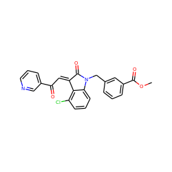 COC(=O)c1cccc(CN2C(=O)/C(=C/C(=O)c3cccnc3)c3c(Cl)cccc32)c1 ZINC000101412734