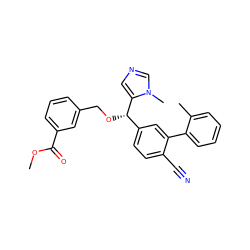 COC(=O)c1cccc(CO[C@@H](c2ccc(C#N)c(-c3ccccc3C)c2)c2cncn2C)c1 ZINC000028358493